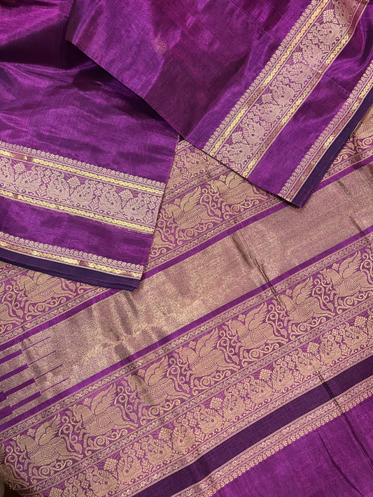 Bright Purple Kanchipuram Cotton Silk Saree