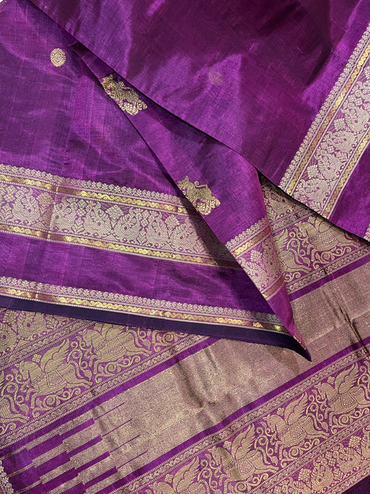 Bright Purple Kanchipuram Cotton Silk Saree