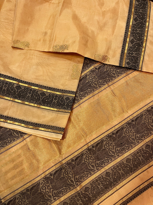 Classic Beige Kanchipuram Cotton Silk Saree